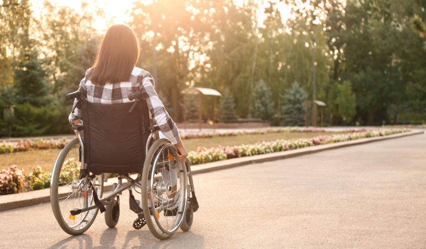MS sufferer in a wheelchair