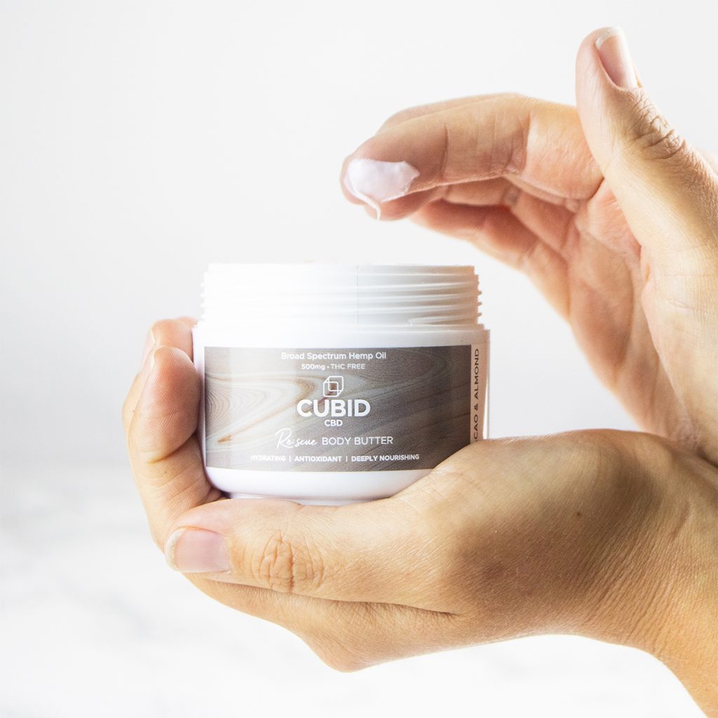 testing the CUBID CBD Re:scue Body Butter